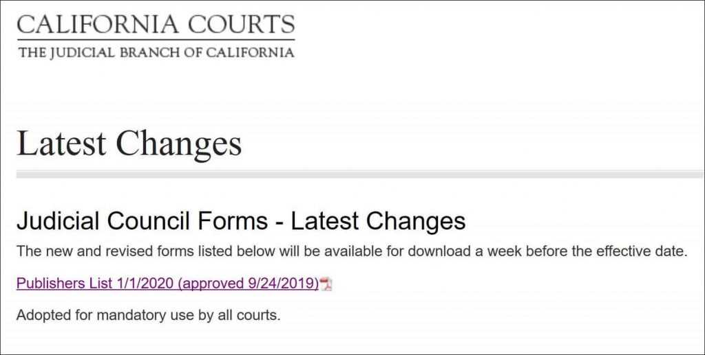 2020 Changes to California Judicial Council Forms