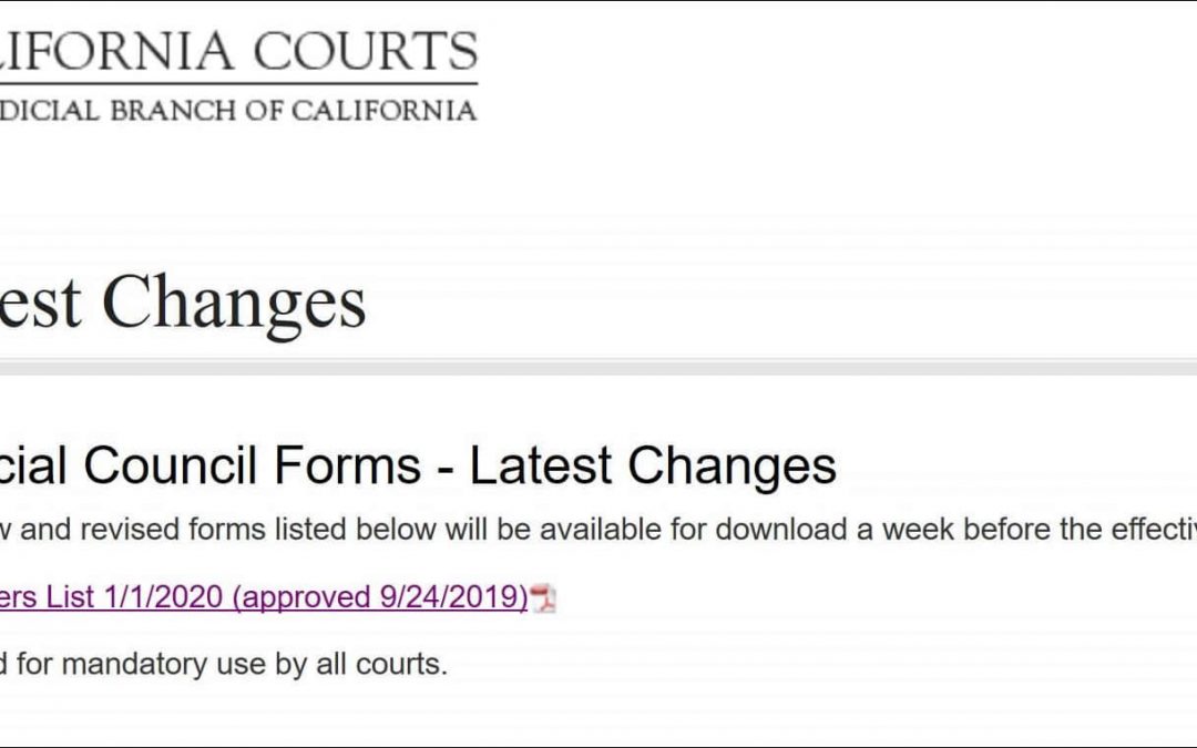 California Judicial Council Forms Latest Changes Effective on January 1, 2020