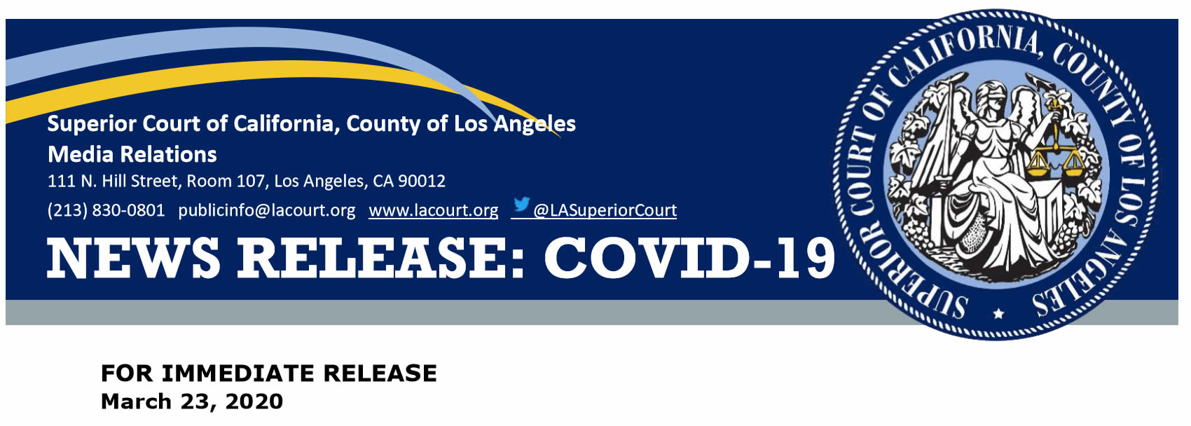 Los Angeles Court Closure update 03-23-20