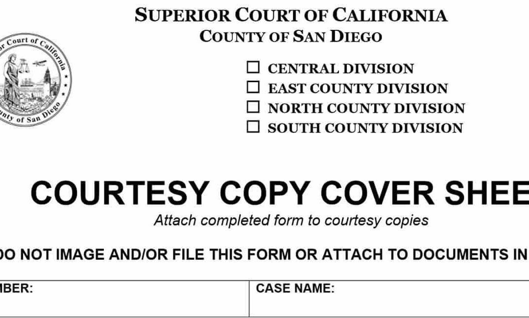 New Civil Cover Sheet for San Diego Superior Court Family Law Cases